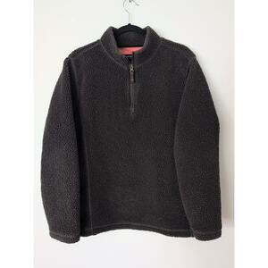 Lands End Brown 1/4 Zip Sherpa Fleece Sweater Pullover Sweatshirt XL